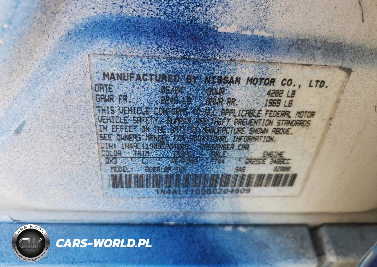 2005 Nissan Altima 2.5 VIN:1N4AL11D05C204909 - 12