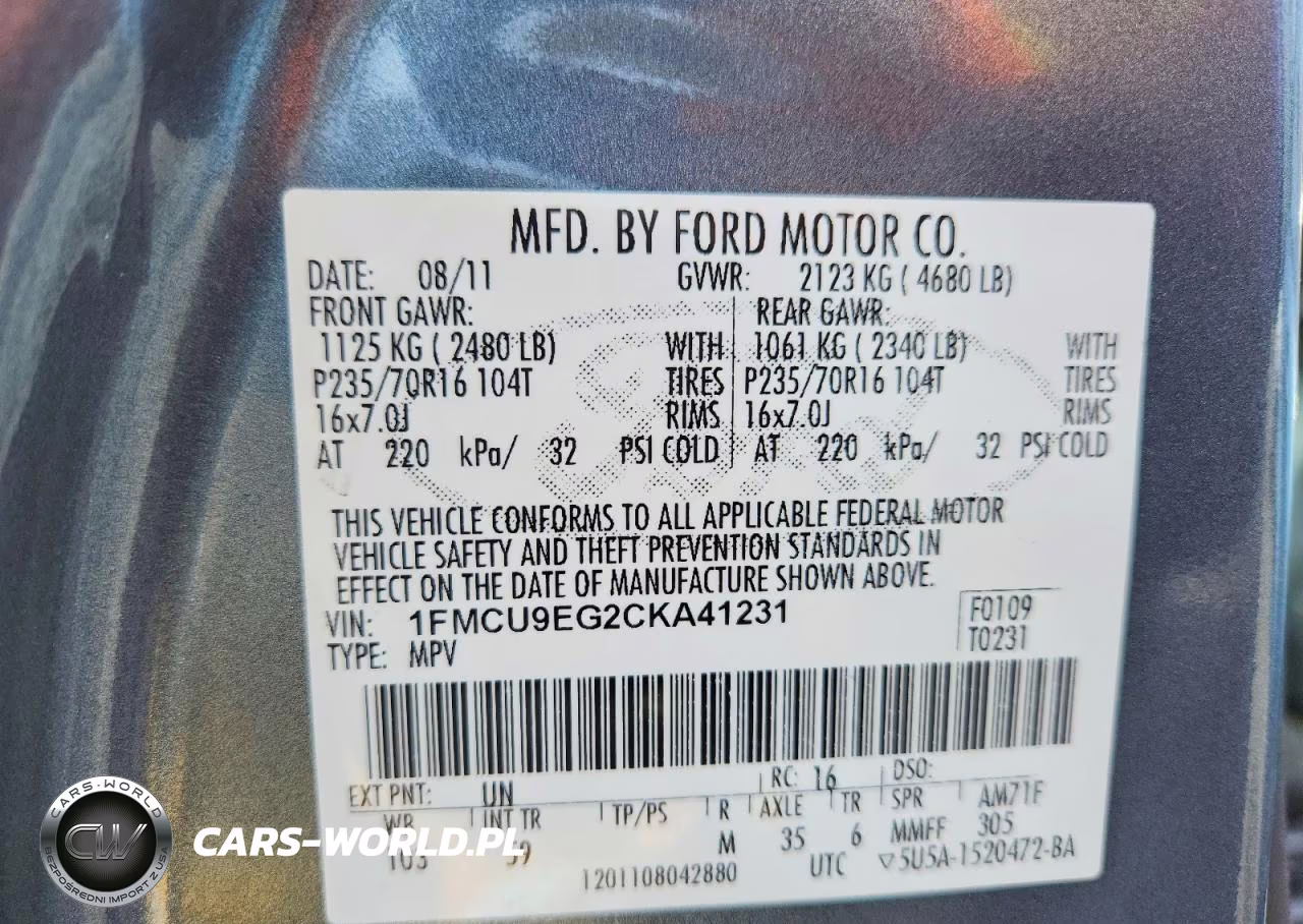 2012 Ford Escape Limited VIN:1FMCU9EG2CKA41231 - 13