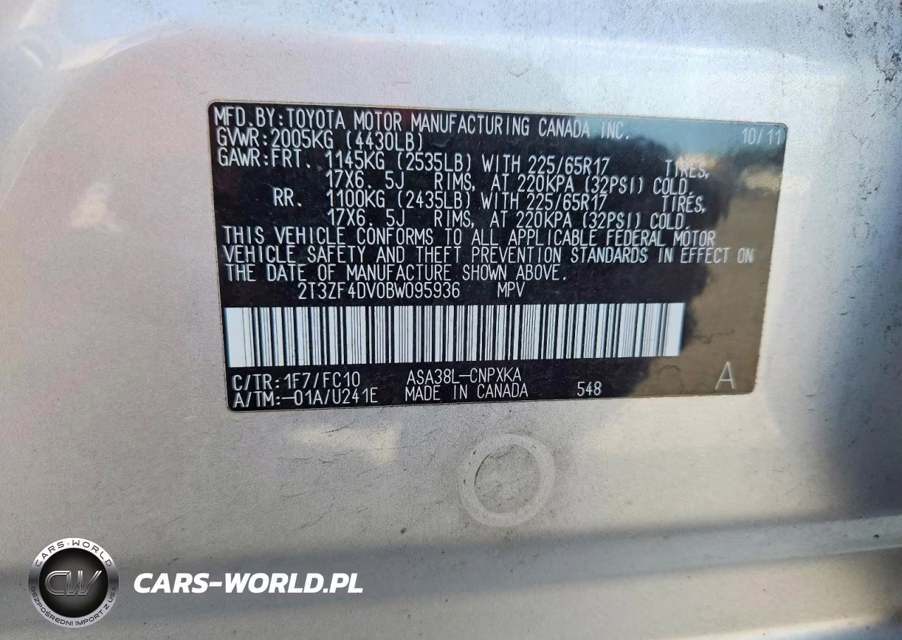 2011 Toyota Rav4 Base VIN:2T3ZF4DV0BW095936 - 12
