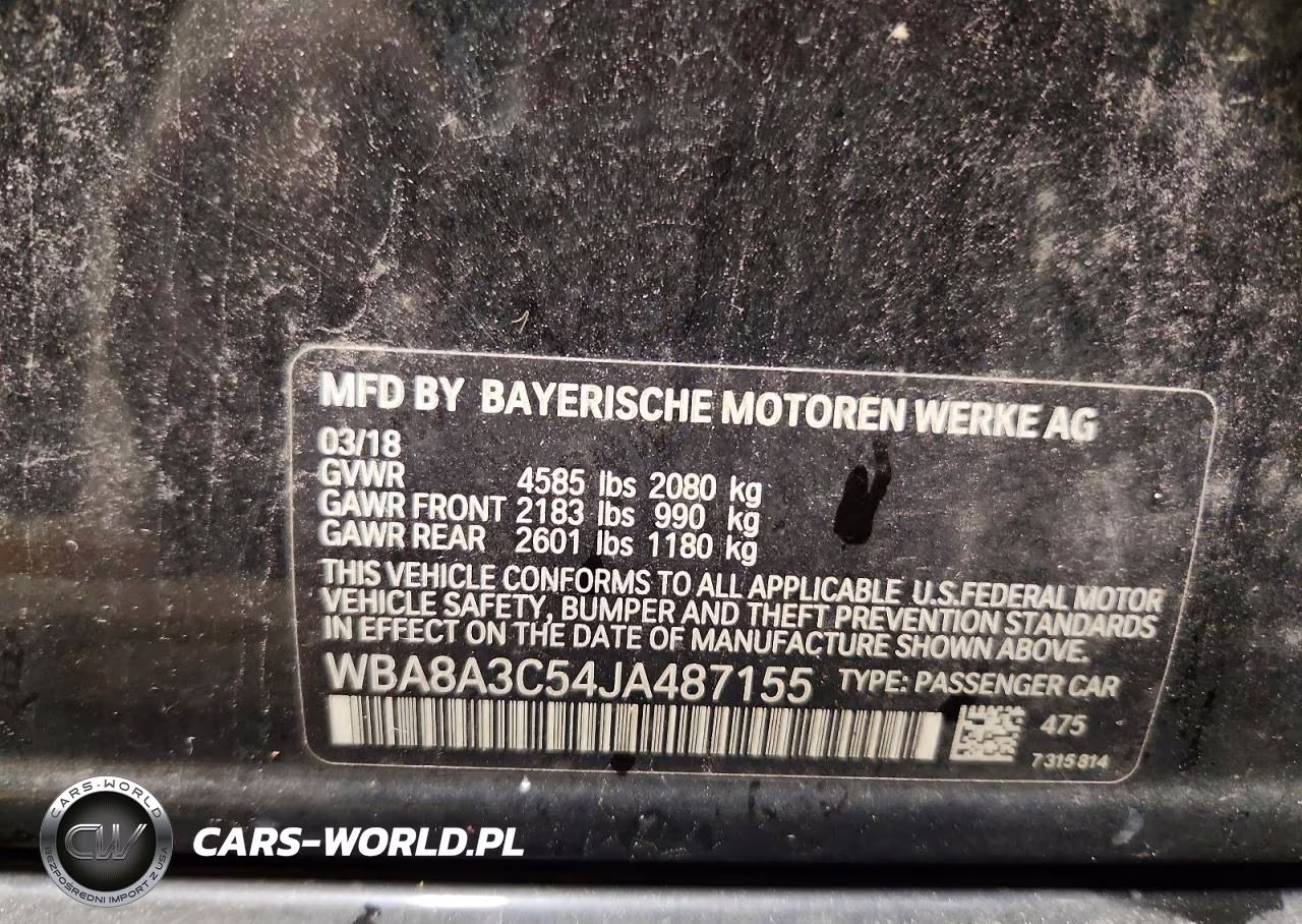 2018 BMW 320 Xi VIN:WBA8A3C54JA487155 - 13