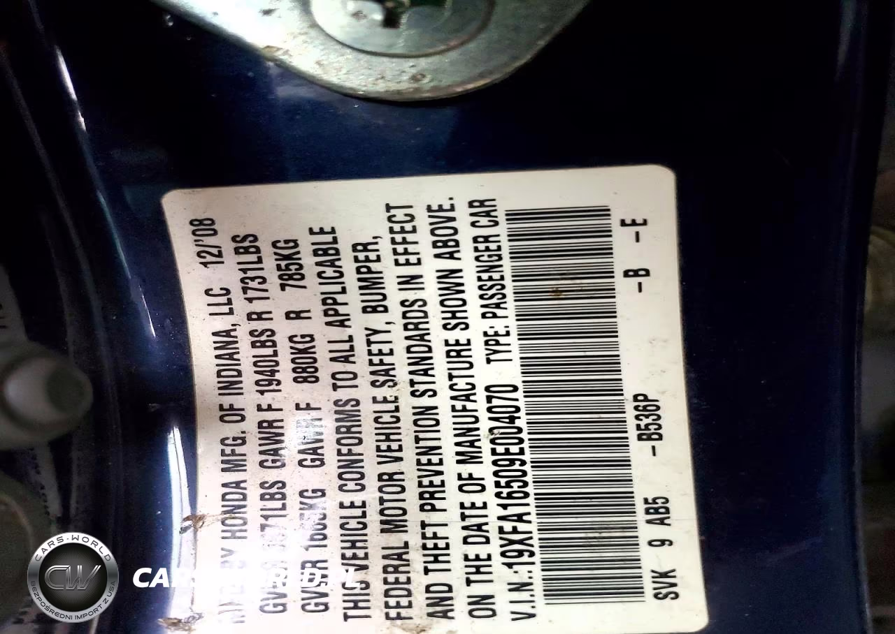 2009 Honda Civic Lx VIN:19XFA16509E004070 - 12