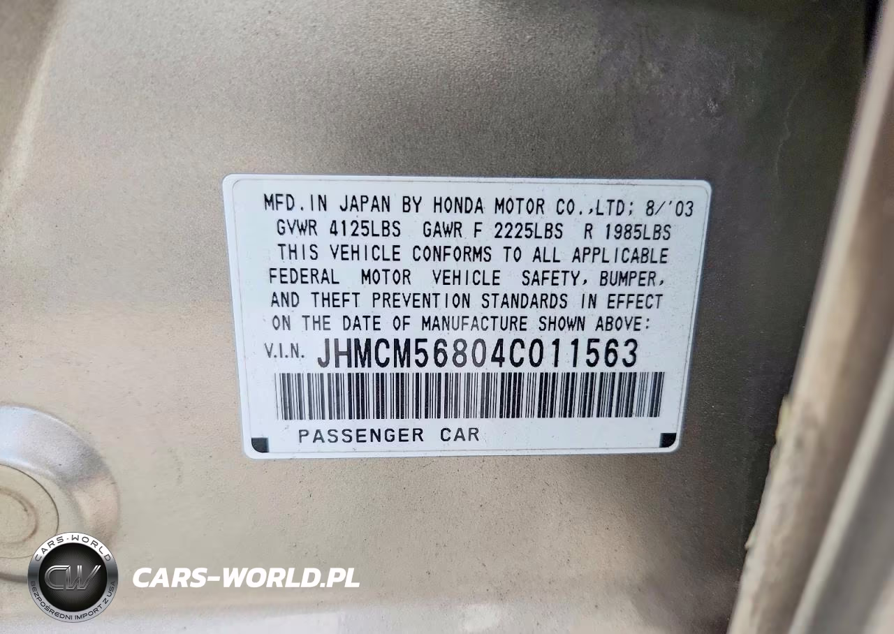 2004 Honda Accord Ex VIN:JHMCM56804C011563 - 12