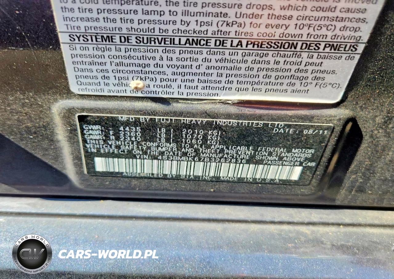 2011 Subaru Legacy 2.5I Limited VIN:4S3BMBK67B3262836 - 12