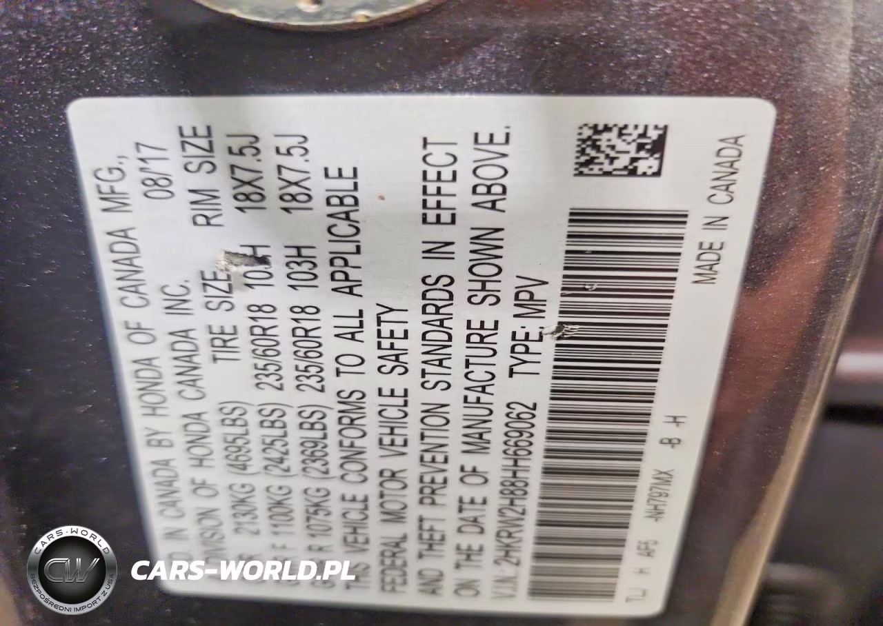 2017 Honda Cr-V Exl VIN:2HKRW2H88HH669062 - 13