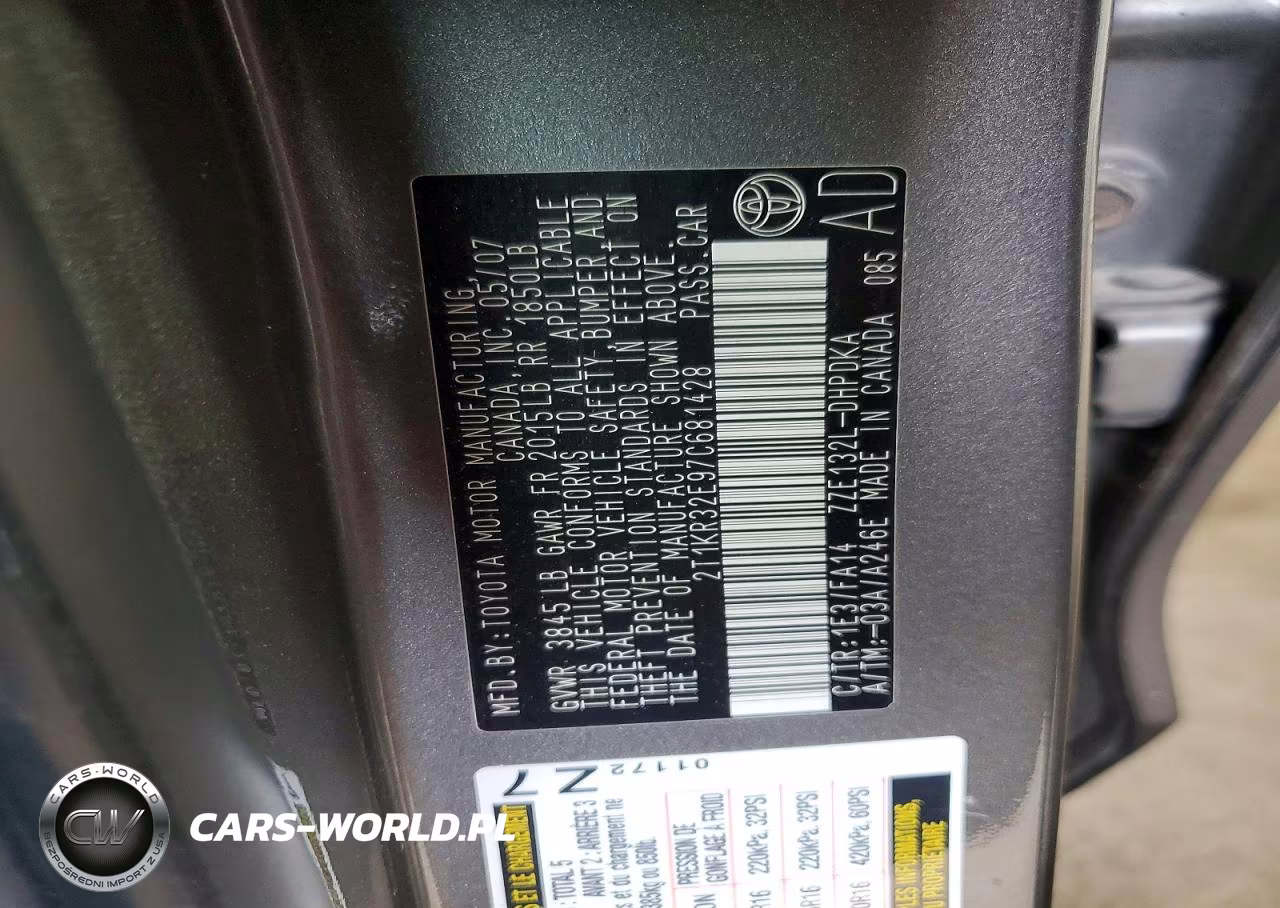 2007 Toyota Matrix Base VIN:2T1KR32E97C681428 - 13