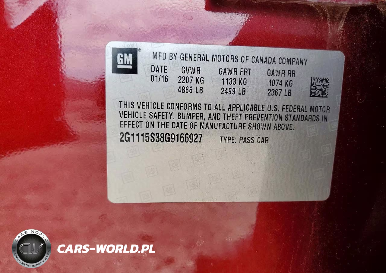 2016 Chevrolet Impala Lt VIN:2G1115S38G9166927 - 13