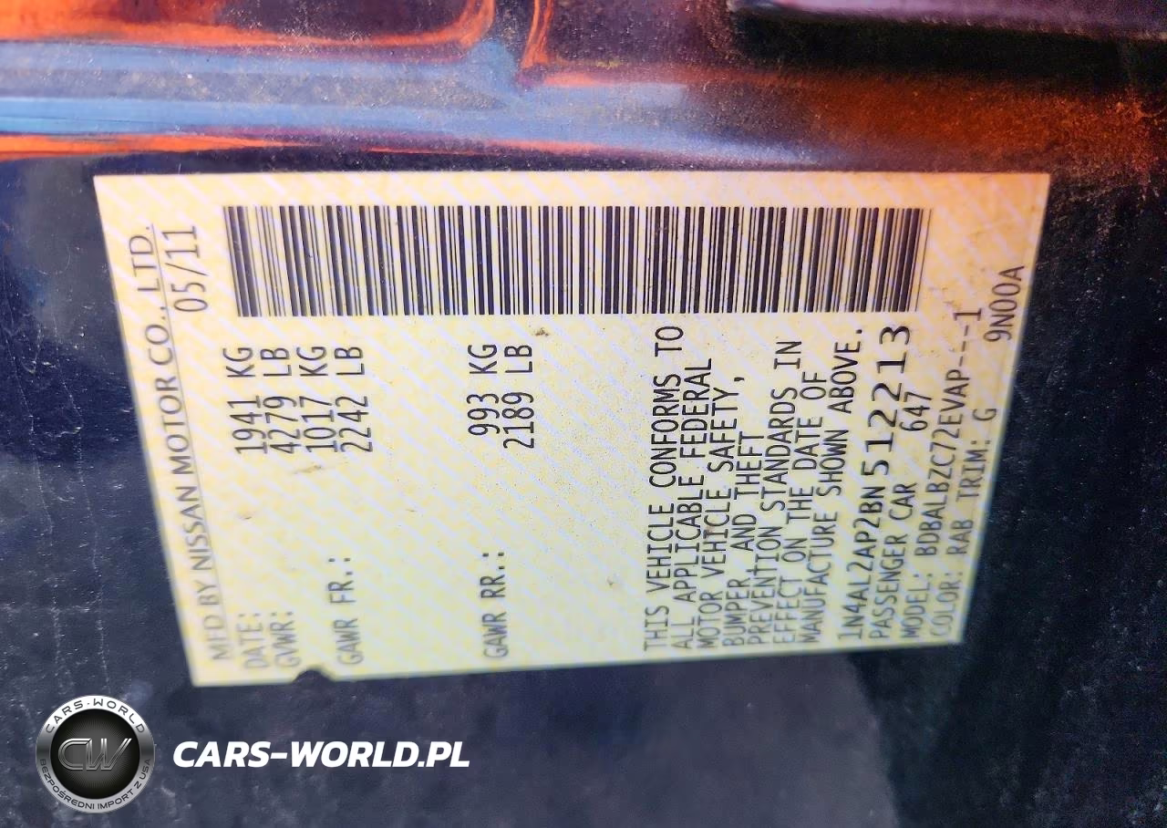 2011 Nissan Altima 2.5 VIN:1N4AL2AP2BN512213 - 12