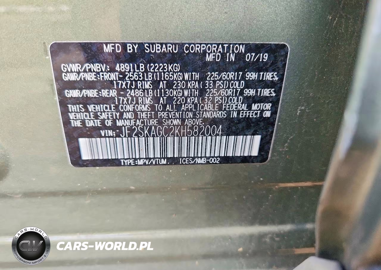 2019 Subaru Forester Premium VIN:JF2SKAGC2KH582004 - 12