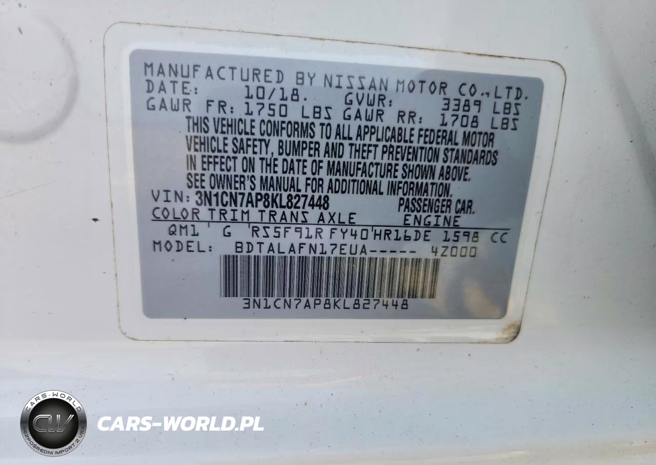 2019 Nissan Versa S VIN:3N1CN7AP8KL827448 - 12