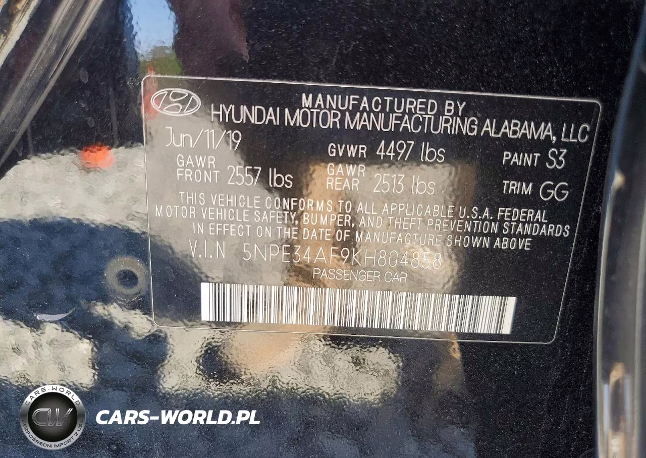 2019 Hyundai Sonata Sel VIN:5NPE34AF9KH804858 - 12