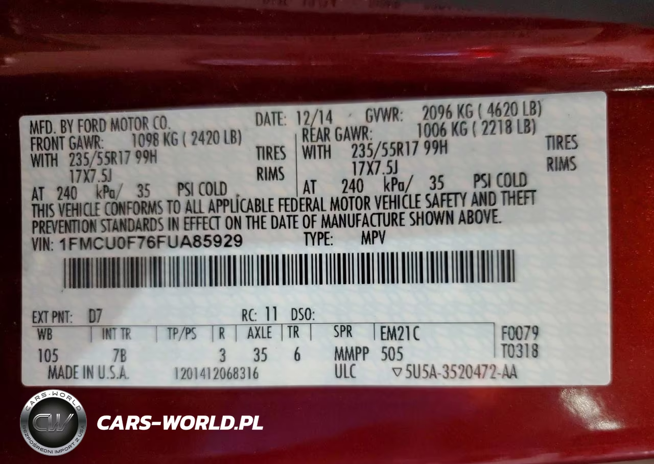 2015 Ford Escape S VIN:1FMCU0F76FUA85929 - 13
