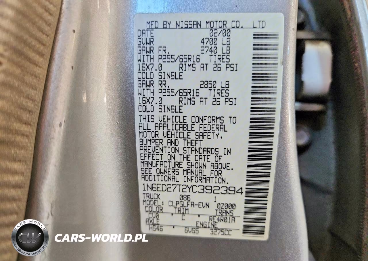 2000 Nissan Frontier Xe VIN:1N6ED27T2YC392394 - 12