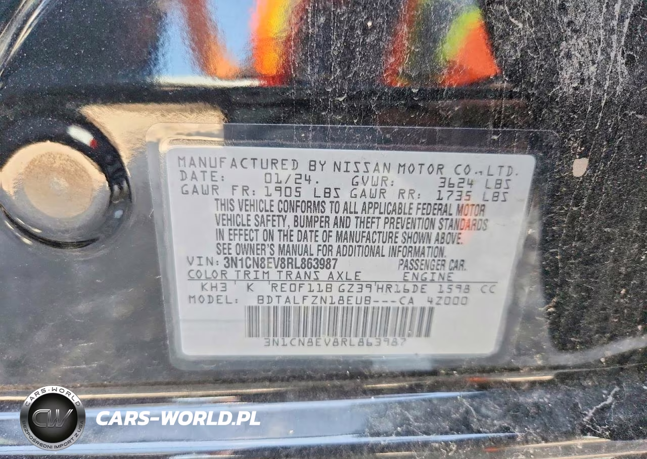 2024 Nissan Versa Sv VIN:3N1CN8EV8RL863987 - 12