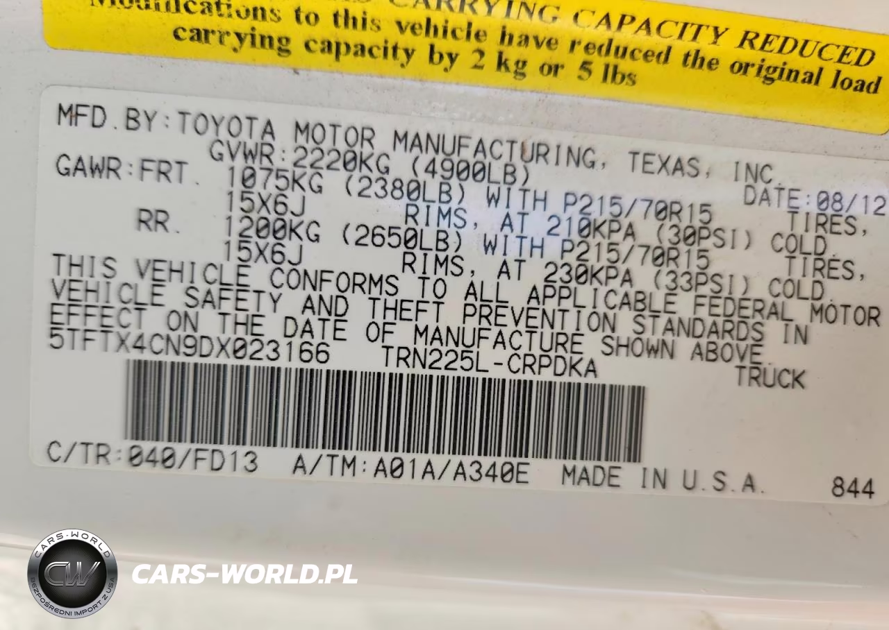 2013 Toyota Tacoma Base VIN:5TFTX4CN9DX023166 - 12