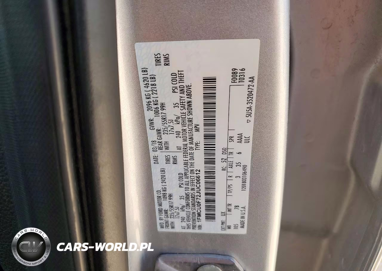 2018 Ford Escape S VIN:1FMCU0F72JUC06612 - 12