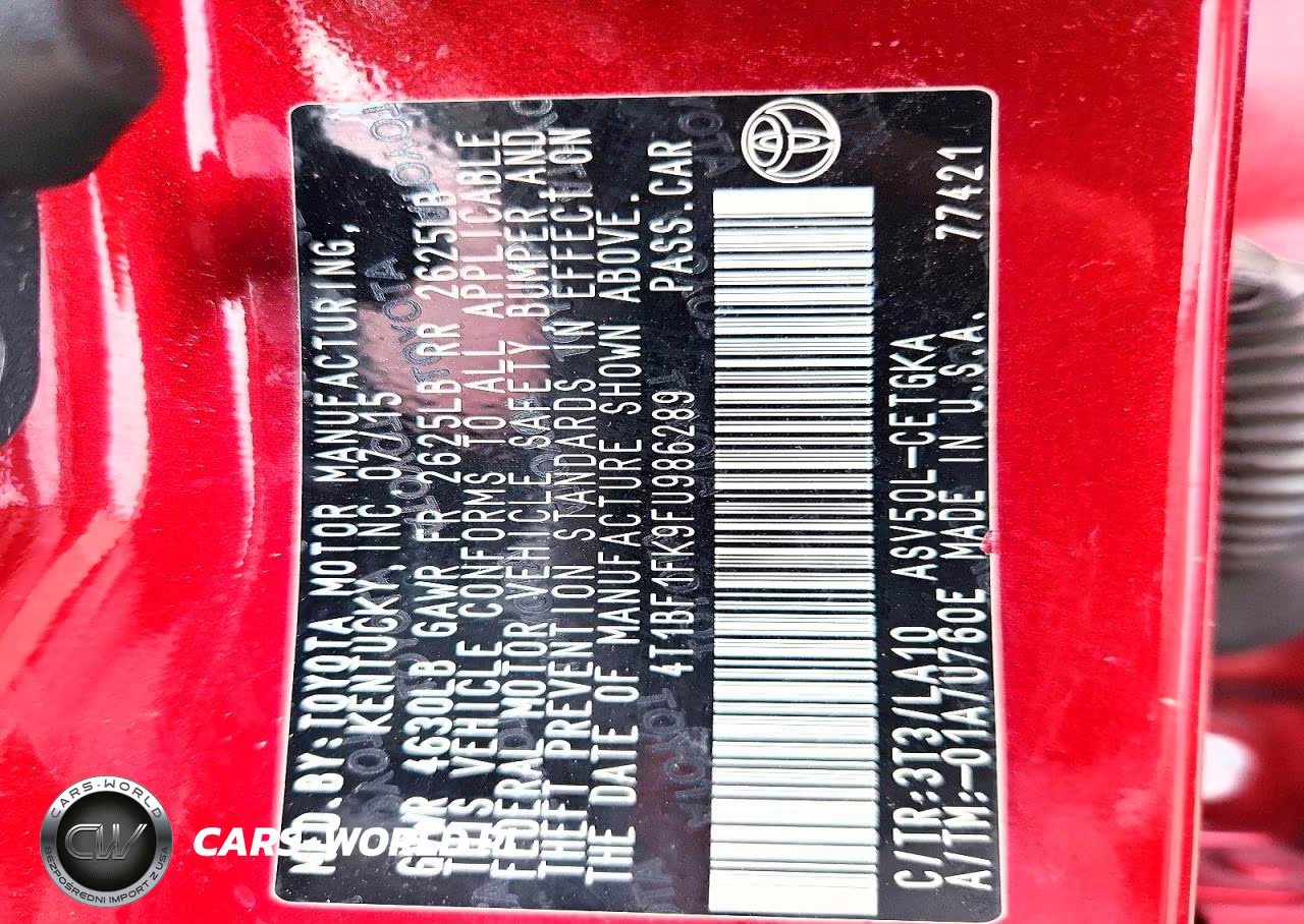 2015 Toyota Camry Xle VIN:4T1BF1FK9FU986289 - 12