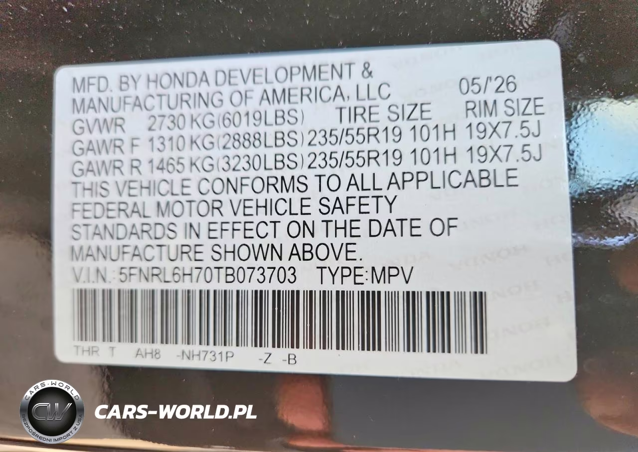 2026 Honda Odyssey Sport-L VIN:5FNRL6H70TB073703 - 14