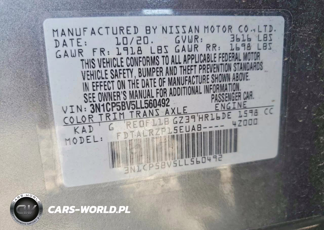 2020 Nissan Kicks S VIN:3N1CP5BV5LL560492 - 13