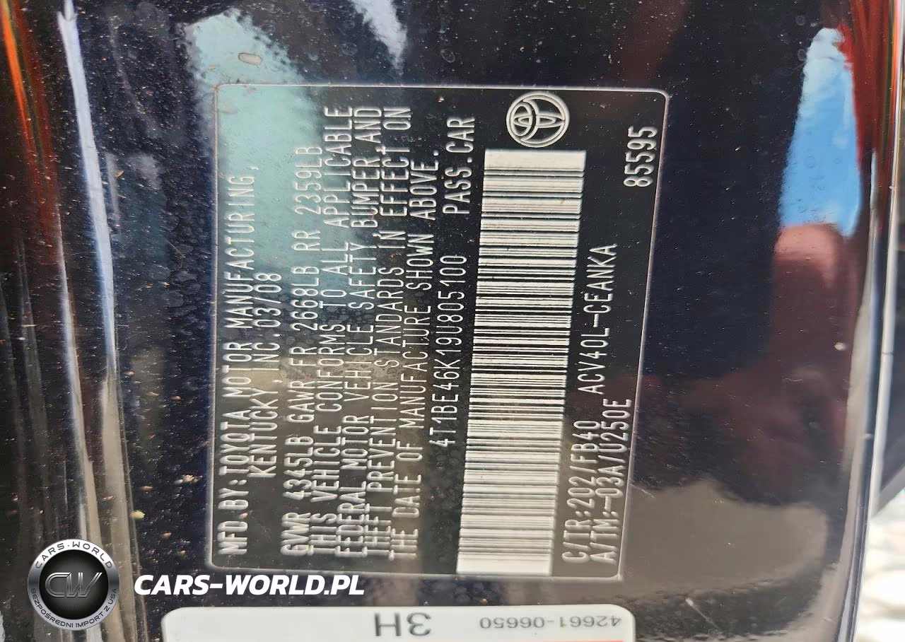 2009 Toyota Camry Le VIN:4T1BE46K19U805100 - 12
