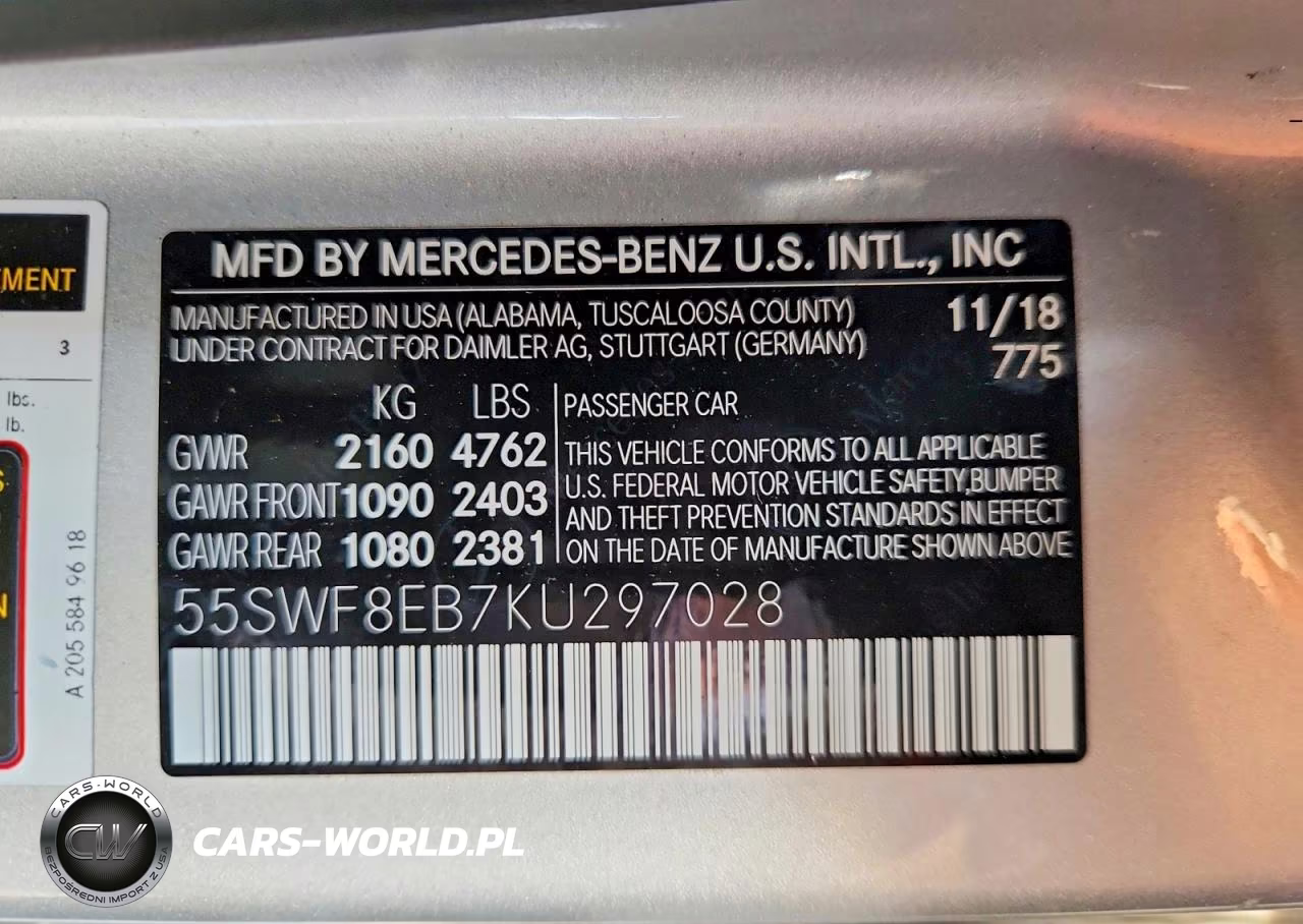 2019 Mercedes-Benz C 300 4Matic VIN:55SWF8EB7KU297028 - 12