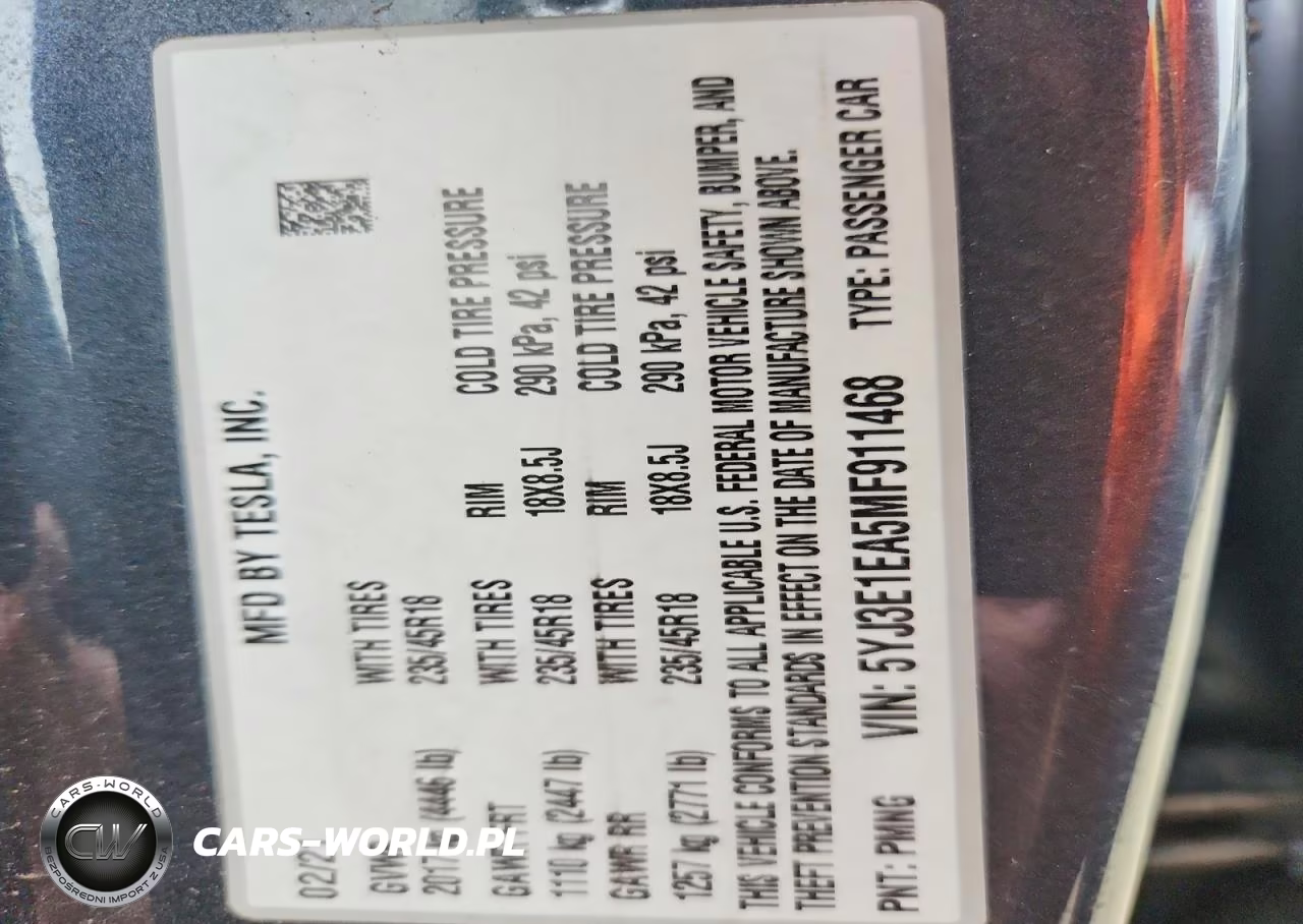2021 Tesla Model 3 VIN:5YJ3E1EA5MF911468 - 13