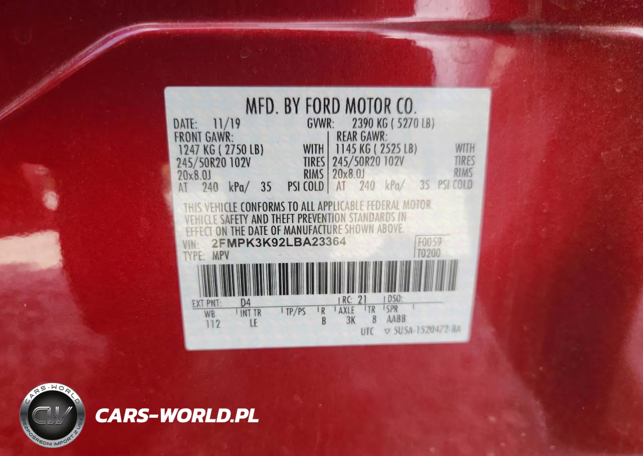 2020 Ford Edge Titanium VIN:2FMPK3K92LBA23364 - 13
