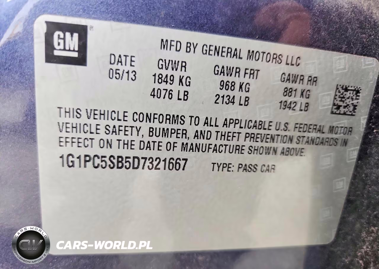 2013 Chevrolet Cruze Lt VIN:1G1PC5SB5D7321667 - 13