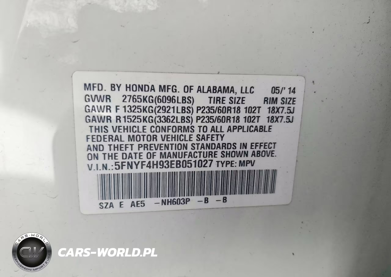 2014 Honda Pilot Touring VIN:5FNYF4H93EB051027 - 13