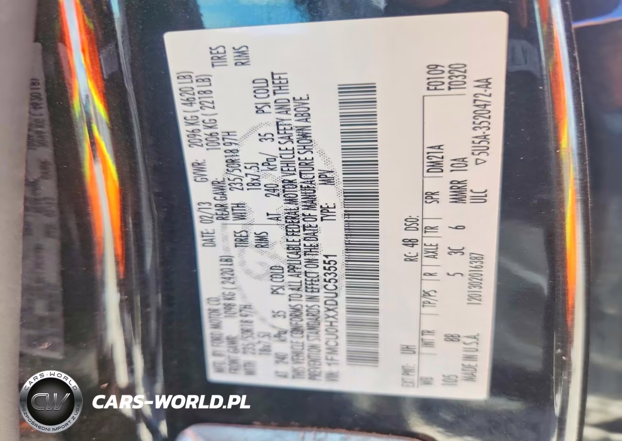 2013 Ford Escape Sel VIN:1FMCU0HXXDUC53551 - 13