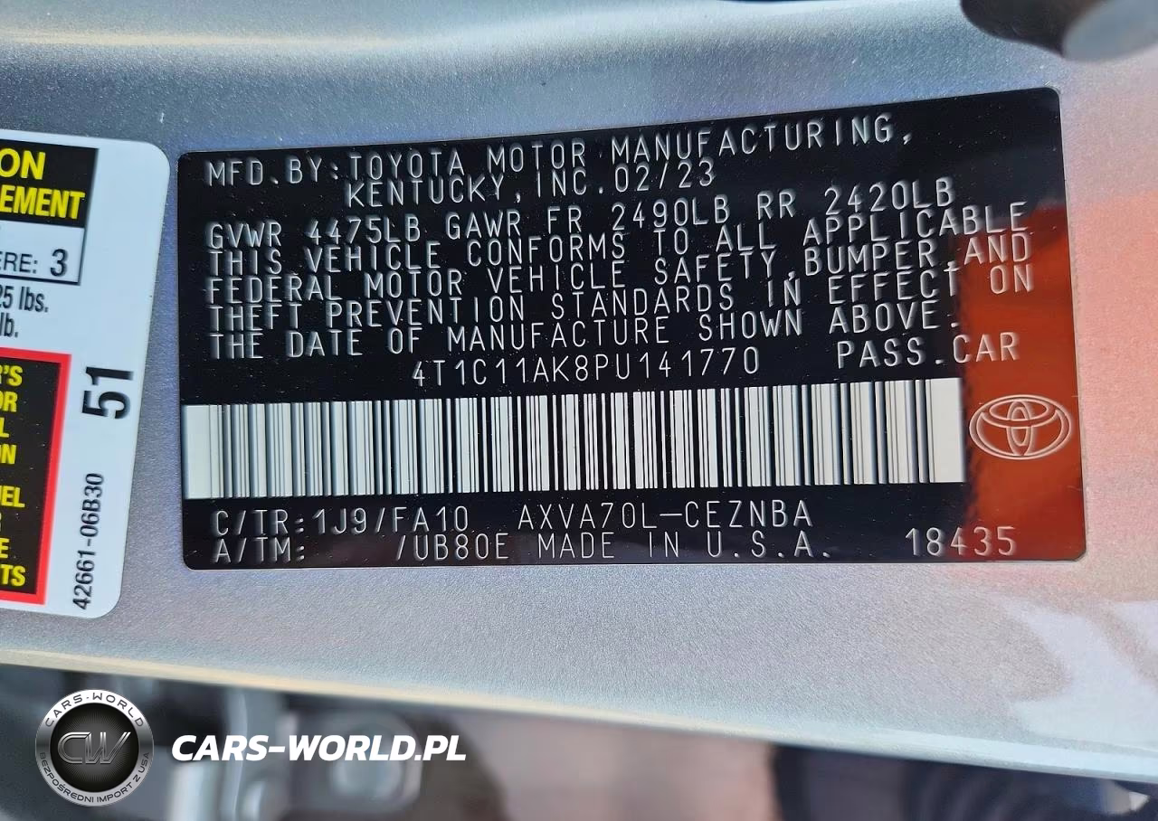 2023 Toyota Camry Le VIN:4T1C11AK8PU141770 - 12