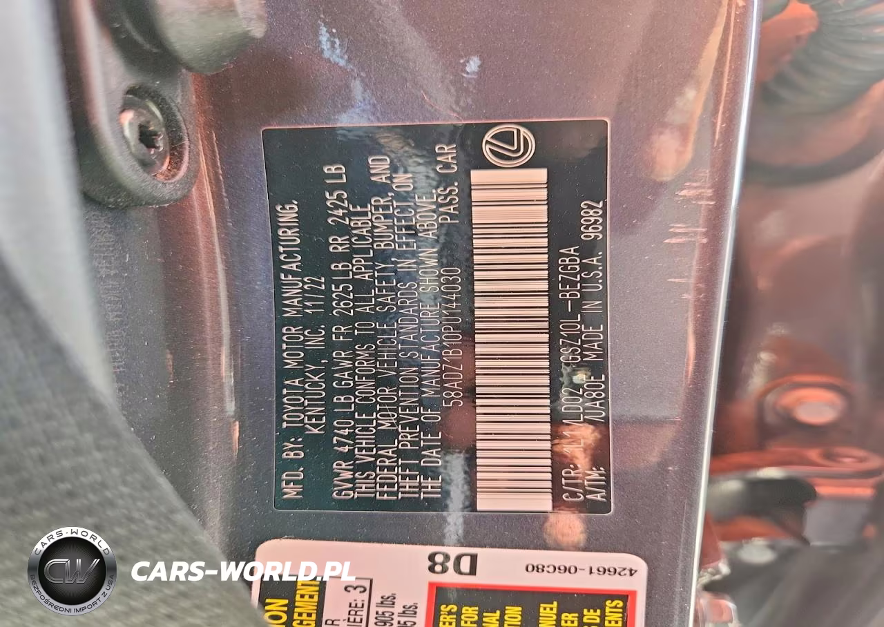 2023 Lexus Es 350 Base VIN:58ADZ1B10PU144030 - 12