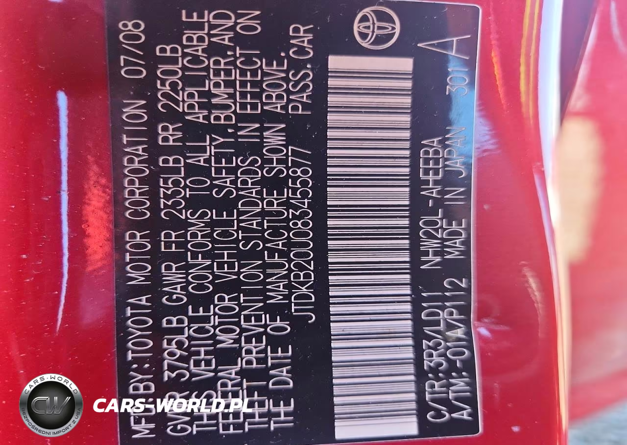 2008 Toyota Prius Base VIN:JTDKB20U083455877 - 12