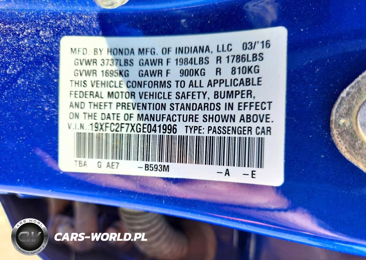 2016 Honda Civic Ex VIN:19XFC2F7XGE041996 - 12