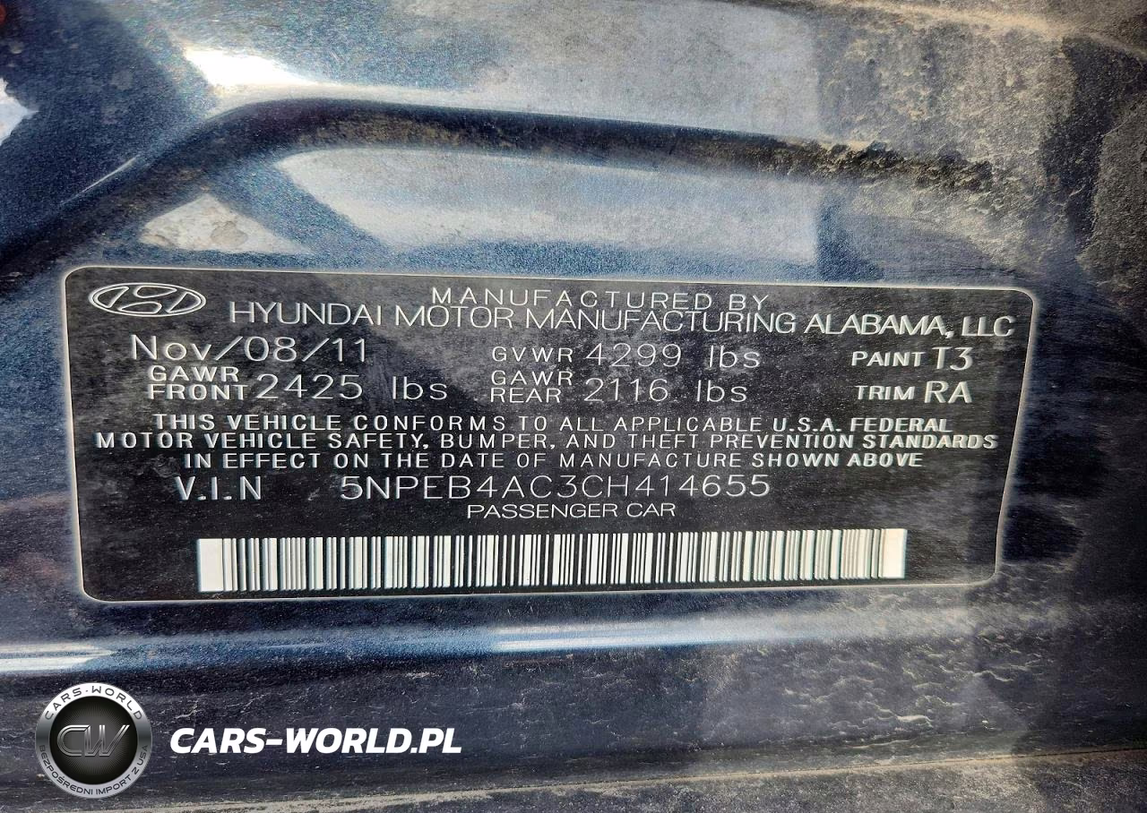 2012 Hyundai Sonata Gls VIN:5NPEB4AC3CH414655 - 12