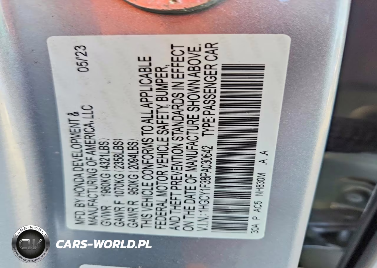 2023 Honda Accord Ex VIN:1HGCY1F38PA030642 - 12
