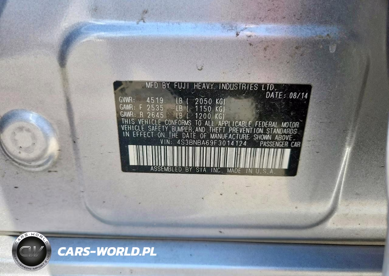2015 Subaru Legacy 2.5I VIN:4S3BNBA69F3014124 - 13