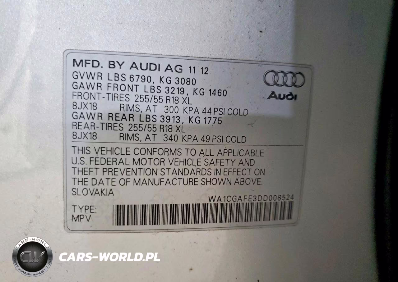 2013 Audi Q7 Premium VIN:WA1CGAFE3DD008524 - 13