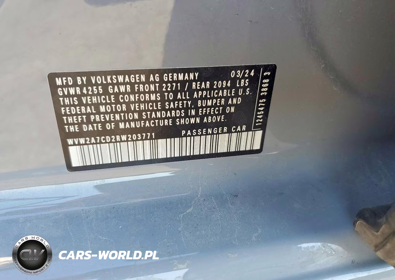 2024 Volkswagen Gti Se VIN:WVW2A7CD2RW203771 - 12