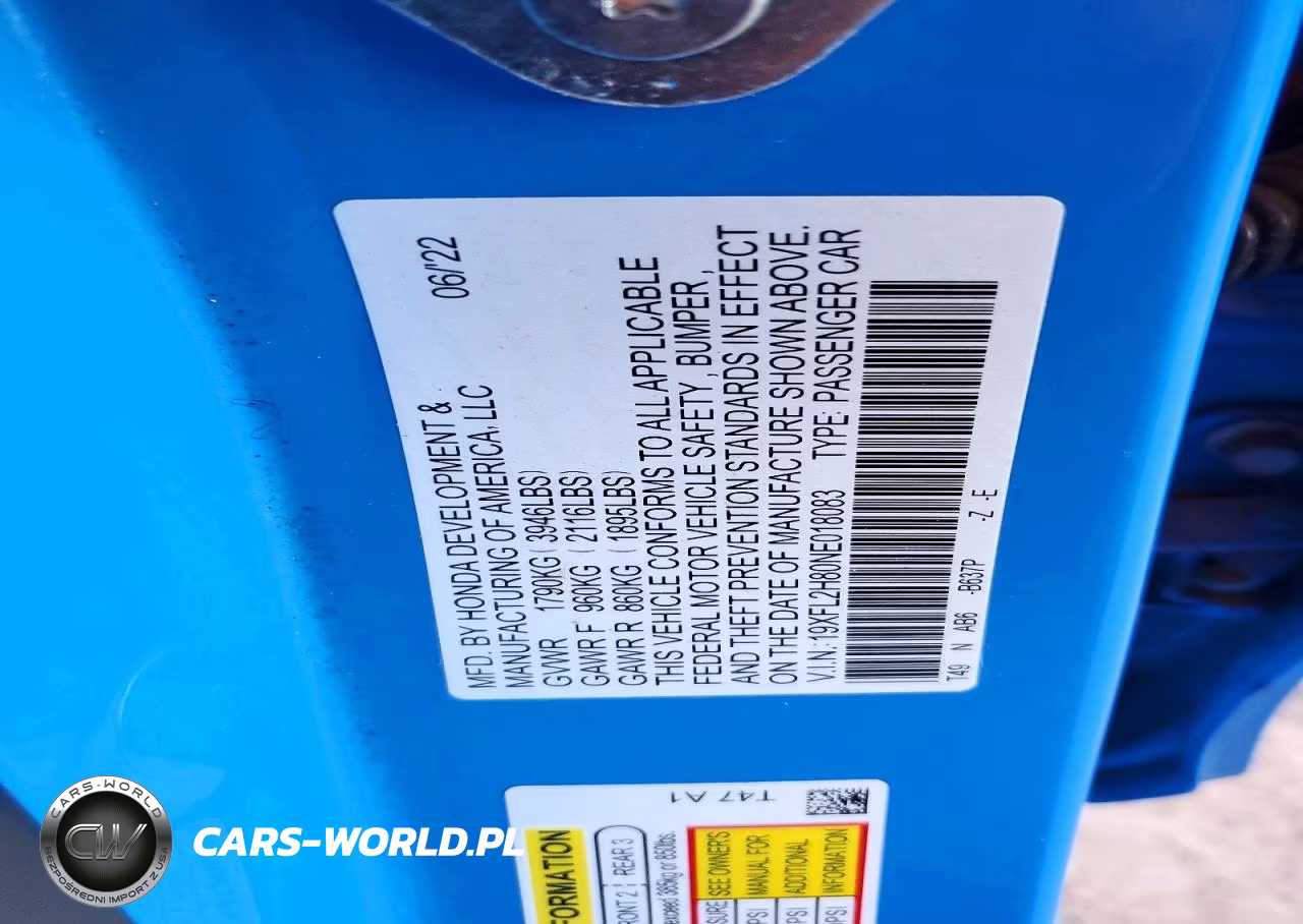 2022 Honda Civic Sport VIN:19XFL2H80NE018083 - 13