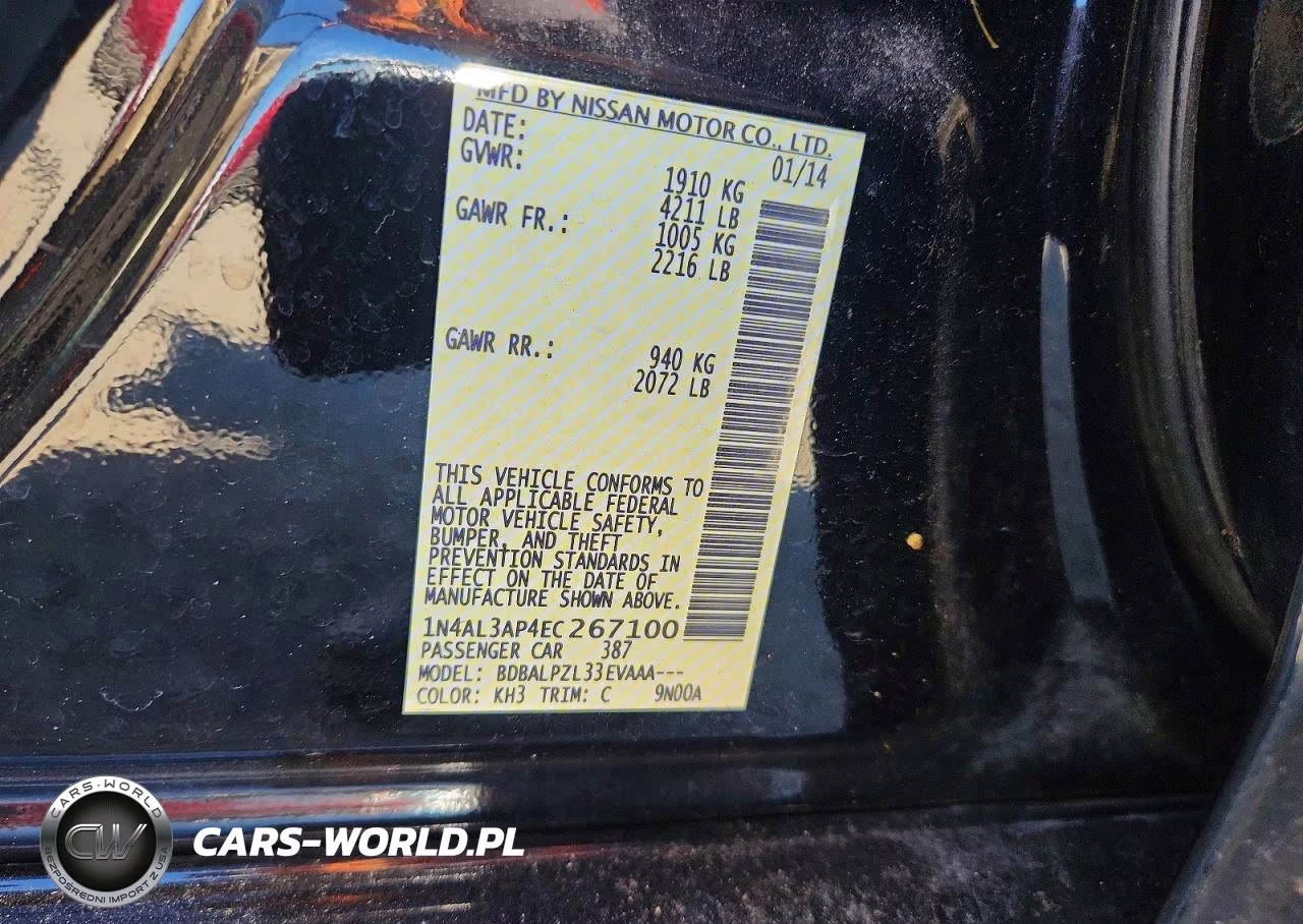 2014 Nissan Altima 2.5 VIN:1N4AL3AP4EC267100 - 12