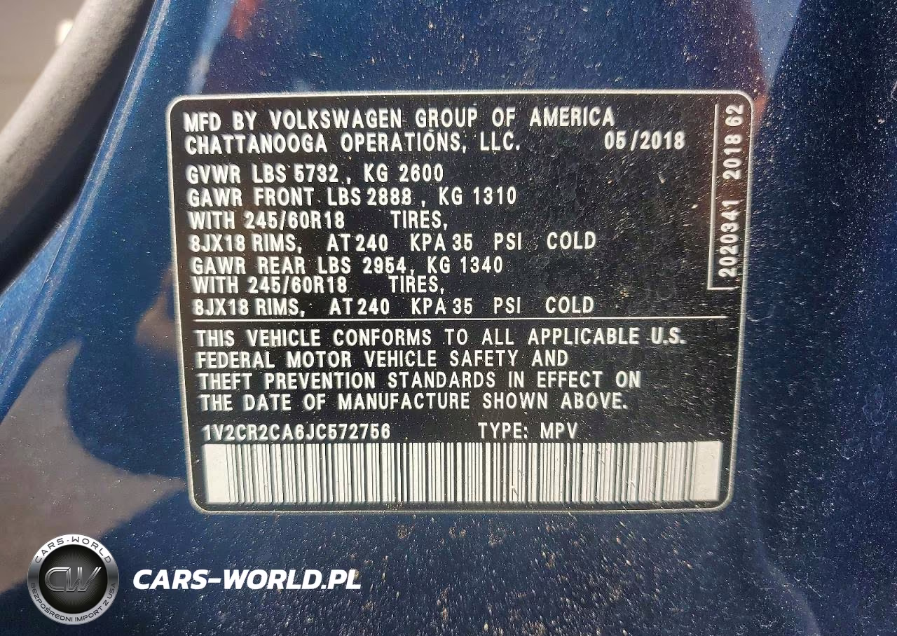 2018 Volkswagen Atlas Se VIN:1V2CR2CA6JC572756 - 13