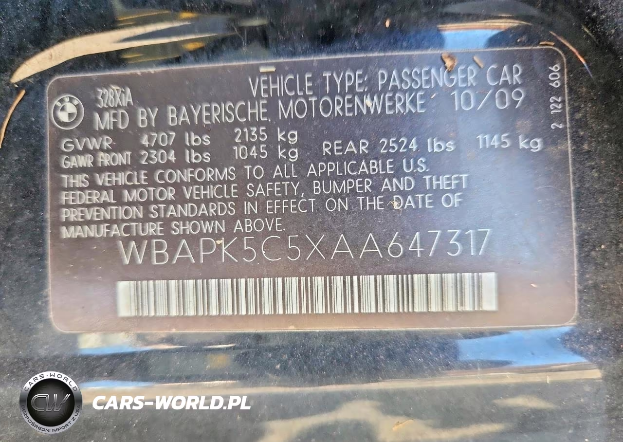 2010 BMW 328 Xi Sulev VIN:WBAPK5C5XAA647317 - 12