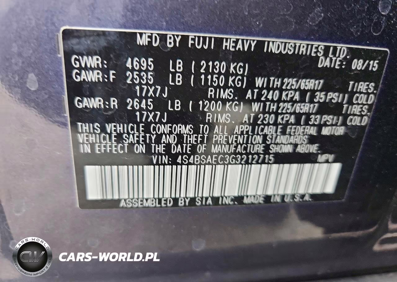 2016 Subaru Outback 2.5I Premium VIN:4S4BSAEC3G3212715 - 13