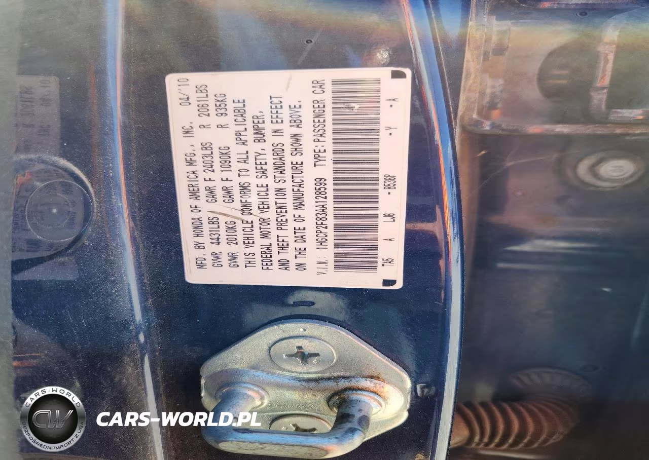 2010 Honda Accord Exl VIN:1HGCP2F83AA128599 - 12