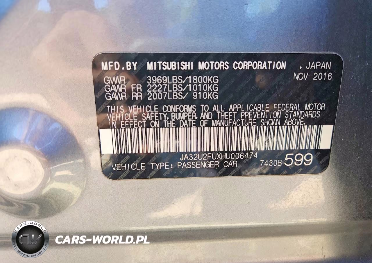 2017 Mitsubishi Lancer Es VIN:JA32U2FUXHU006474 - 12
