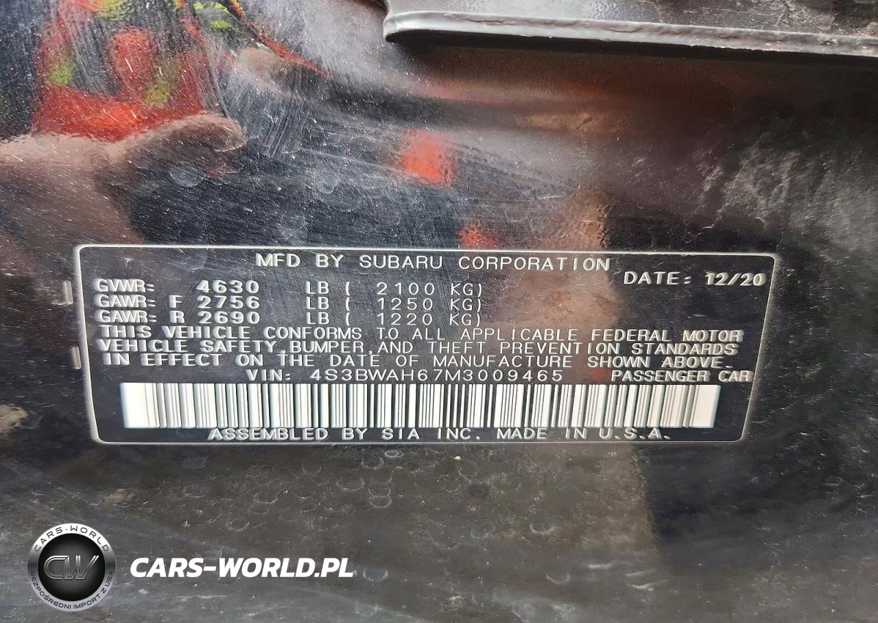 2021 Subaru Legacy Sport VIN:4S3BWAH67M3009465 - 13