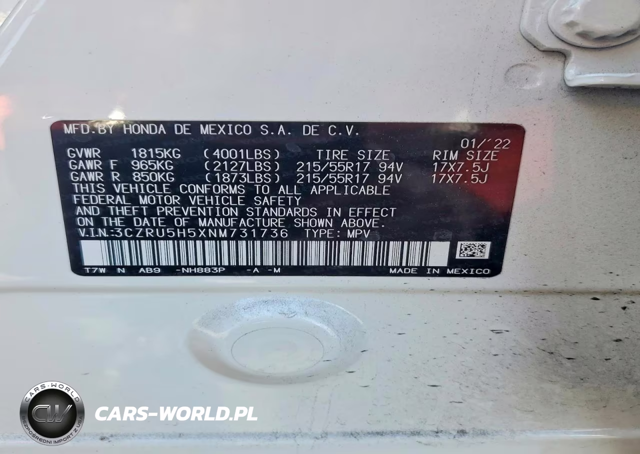 2022 Honda Hr-V Ex VIN:3CZRU5H5XNM731736 - 12