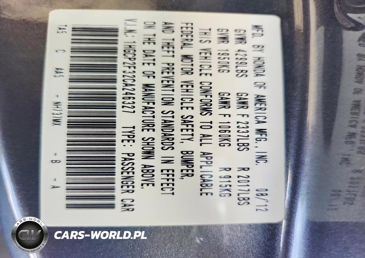 2012 Honda Accord Lx VIN:1HGCP2F32CA246327 - 12