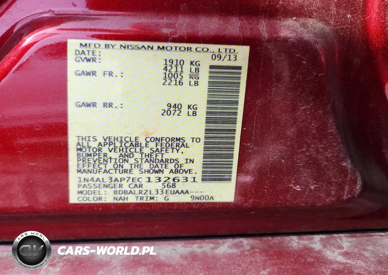 2014 Nissan Altima 2.5 S VIN:1N4AL3AP7EC132631 - 13