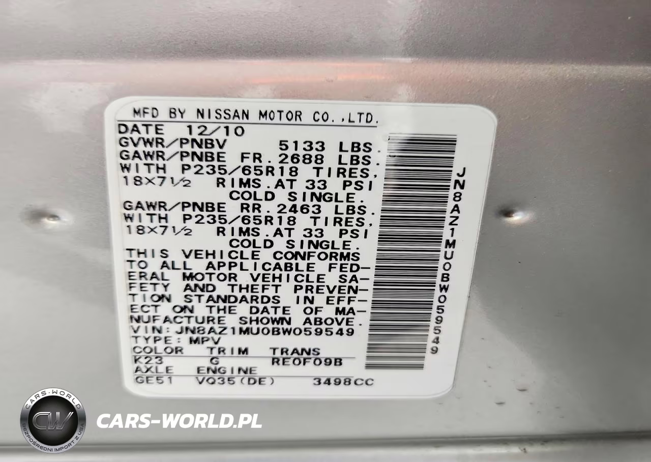 2011 Nissan Murano S VIN:JN8AZ1MU0BW059549 - 13